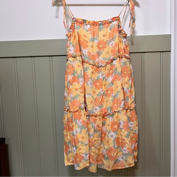 NWT Rails Caralyn Daisy Meadow Floral Yellow Tier Mini Dress Size Small - Picture 4 of 8